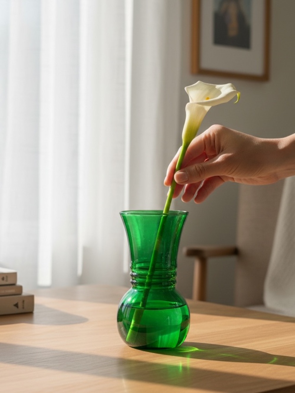 Vintage Anchor Hocking Green Glass Vase Home Accent